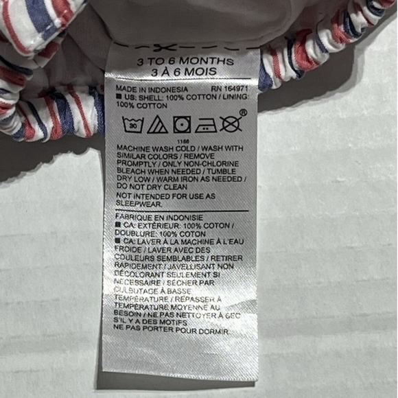 Janie and Jack Patriotic Striped Button Up Cotton Romper 3-6 Months - Picture 4 of 4